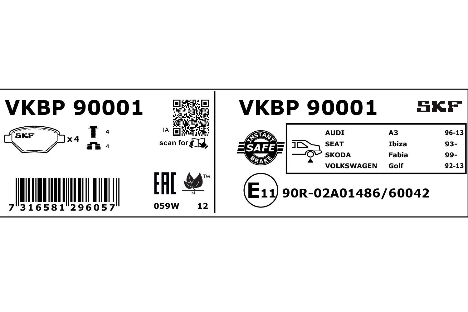 Placute frana SKF VKBP90001
